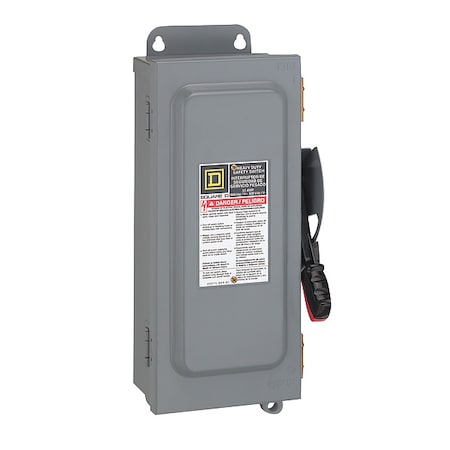 SQUARE D Nonfusible Safety Switch, Heavy Duty, 600V AC, 3PST, 60 A, NEMA 12, 3R HU362AWC