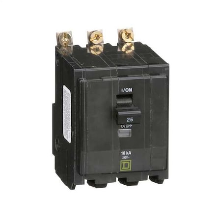 Square D Miniature Circuit Breaker, QO Series, 25A, 3 Pole, 120/240V AC, 10kA at 120/240V AC QOB325