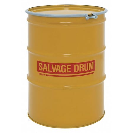 Zoro Select Open Head Transport Drum, Steel, 85 gal, Unlined, Yellow HM8518