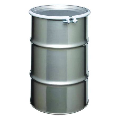 Zoro Select Open Head Transport Drum, 304 Stainless Steel, 20 gal, Unlined, Silver ST2004