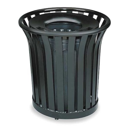 Rubbermaid Commercial Americana Series(TM) 36 gal Round Outdoor Can, Black, None, Steel, Not Applicable FGMT32PLBK