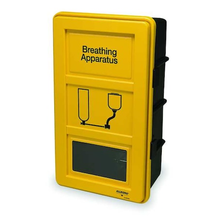 Allegro Industries SCBA Wall Cabinet, Plastic, 20 in W x 32 1/2 in H x 13 in D, Black/Yellow 4100