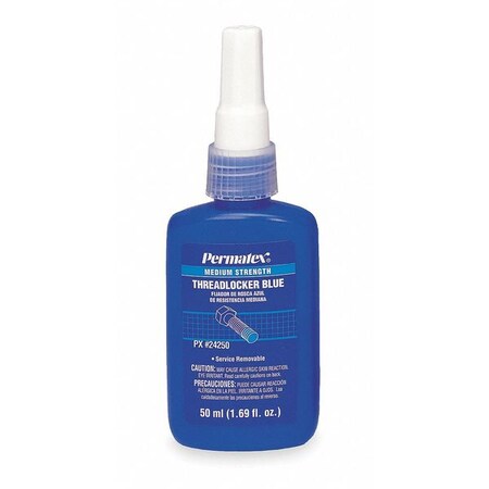 Permatex Threadlocker, Blue, Medium Strength, 50ml 24250