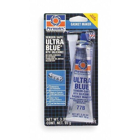 Permatex Low Odor, Noncorrosive RTV Silicone, 3.35 oz. Tube, Blue, Temp Range -65 to 500 Degrees F 81724