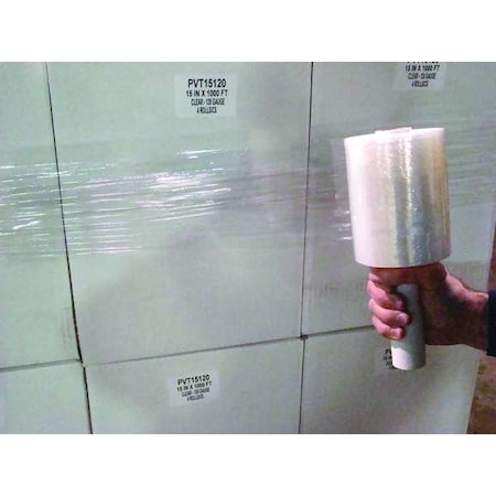 ZORO SELECT Hand Stretch Wrap, 5 in W x 1000 ft L, 80 ga, Cast Style, Clear, Standard Duty 15A909