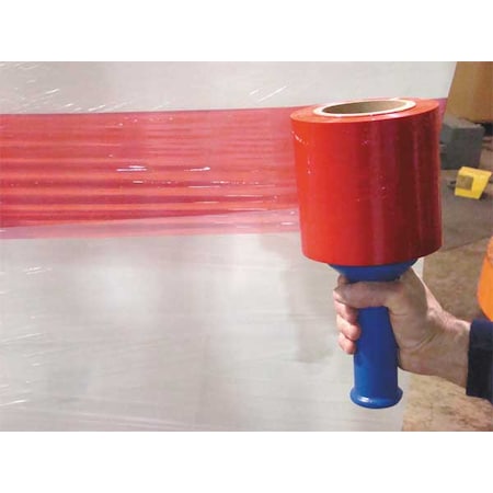 Zoro Select Stretch Wrap, 5" W x 1000 ft. L, 80 ga, Cast Style, Red, Standard Duty 15A924