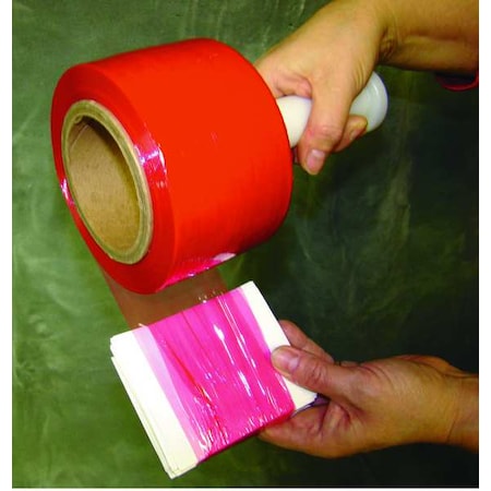 Zoro Select Stretch Wrap, 3" W x 1000 ft. L, 80 ga, Cast Style, Red, Standard Duty 15A918