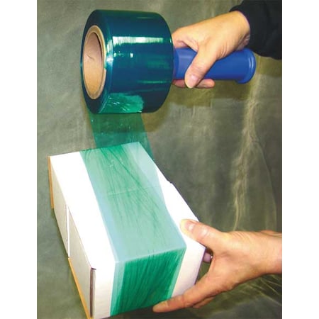 Zoro Select Stretch Wrap, 3" W x 1000 ft. L, 80 ga, Cast Style, Green, Standard Duty 15A920