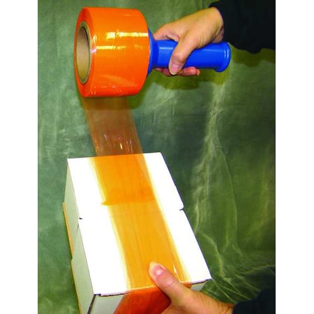 Zoro Select Stretch Wrap, 3" W x 1000 ft. L, 80 ga, Cast Style, Orange, Standard Duty 15A921