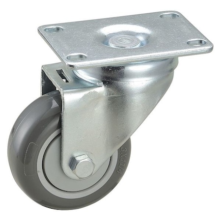 Zoro Select Swivel NSF-Listed Plate Caster, 250 lb., 45 Shore D 2G041