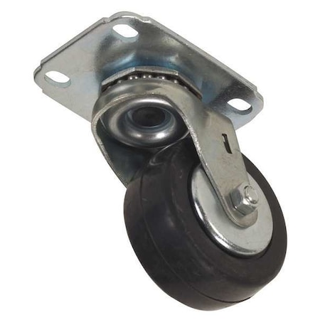 Zoro Select Swivel Plate Caster, Rubber, 3 in., 210 lb. 2G301