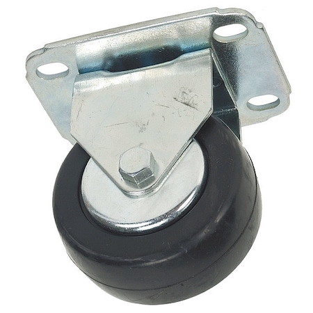 Zoro Select Rigid Plate Caster, Rubber, 3 in., 210 lb. 2G303
