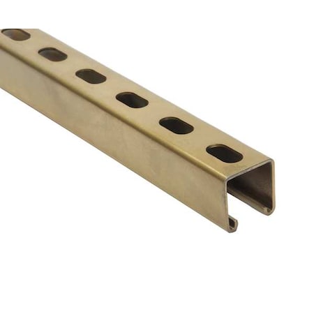 Zoro Select Single Channel Strut, Slotted, Steel, Zinc-Plated, 9/16 in x 1-1/8 in Hole Size, Gold FS-200SS GD 120.00