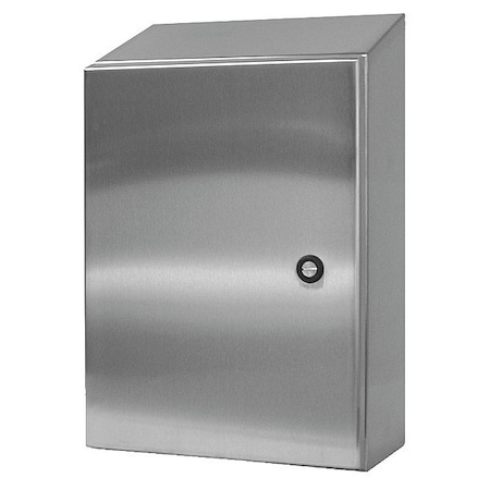 WIEGMANN 304 Stainless Steel Sloped Top Enclosure, 16 in H, 12 in W, 8 in D, 12, 3R, 4, 4X, Hinged N412161208CSSST