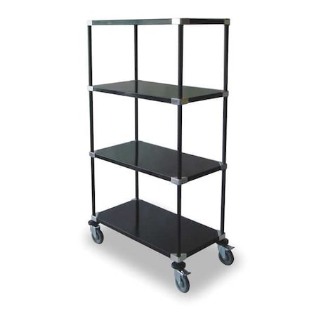 High Cart HD Blk 4 Solid Shelf 36x18x69