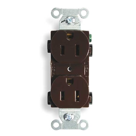 Hubbell Wiring Device-Kellems Straight Blade Receptacle, 5-15R, 15 A, 125V AC, 2 Pole, 3 Wire, Flush Mount, Grounded BR15