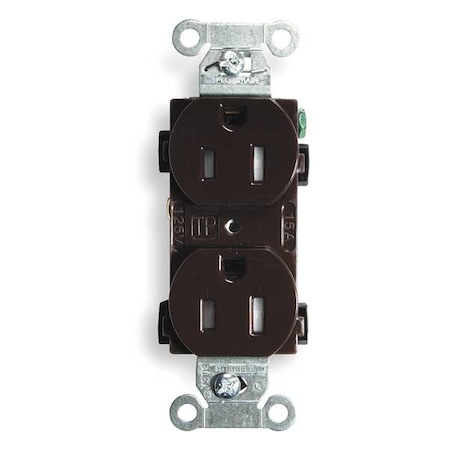 Hubbell Wiring Device-Kellems Straight Blade Receptacle, 5-15R, 15 A, 125V AC, 2 Pole, 3 Wire, Flush Mount, Grounded CR15TR