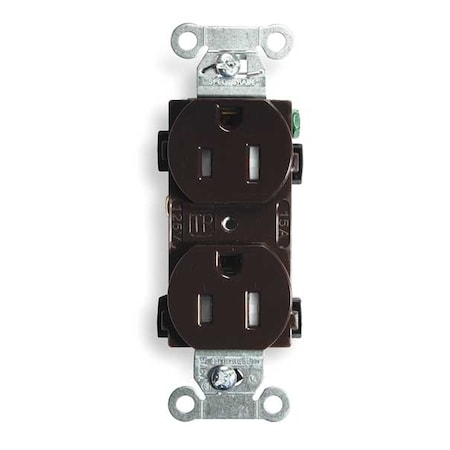 Hubbell Wiring Device-Kellems Straight Blade Receptacle, 5-15R, 15 A, 125V AC, 2 Pole, 3 Wire, Flush Mount, Grounded BR15TR