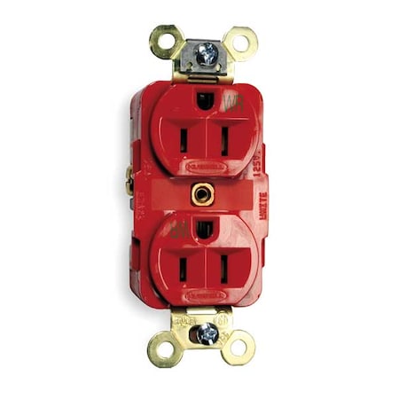 Hubbell Wiring Device-Kellems Straight Blade Receptacle, 5-15R, 15 A, 125V AC, 2 Pole, 3 Wire, Flush Mount, Grounded HBL5262RWR