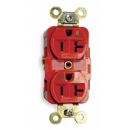 Hubbell Wiring Device-Kellems Straight Blade Receptacle, 5-20R, 20 A, 125V AC, 2 Pole, 3 Wire, Flush Mount, Grounded HBL5362RWR