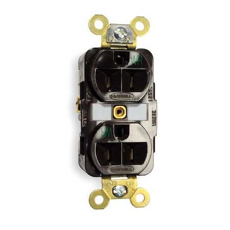 Hubbell Wiring Device-Kellems Straight Blade Receptacle, 5-15R, 15 A, 125V AC, 2 Pole, 3 Wire, Flush Mount, Grounded HBL5262WR