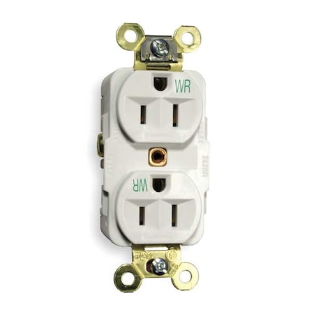 Hubbell Wiring Device-Kellems Straight Blade Receptacle, 5-15R, 15 A, 125V AC, 2 Pole, 3 Wire, Flush Mount, Grounded HBL5262WWR