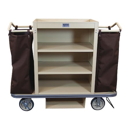 Royal Basket Trucks Housekeeping Cart, Beige, Deluxe G55-TNX-M3C-2DN