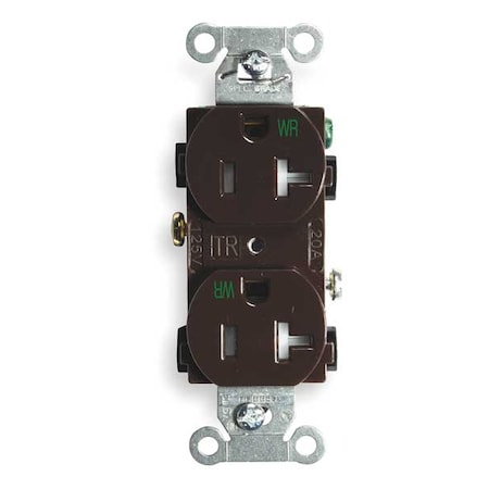 Hubbell Wiring Device-Kellems Straight Blade Receptacle, 5-20R, 20 A, 125V AC, 2 Pole, 3 Wire, Flush Mount, Grounded BR20WRTR