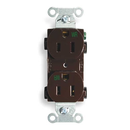 Hubbell Wiring Device-Kellems Straight Blade Receptacle, 5-15R, 15 A, 125V AC, 2 Pole, 3 Wire, Flush Mount, Grounded BR15WR