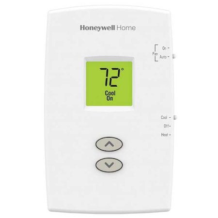 Honeywell Home Vertical Non-Programmable Thermostats, 1 H, 1 C, Hardwired/Battery, 20/30VAC TH1110DV1009/U
