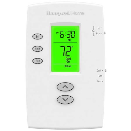 Honeywell Home Vertical Programmable Thermostats, 5-2 Programs, 1 H, 1 C, Hardwired/Battery, 20/30VAC TH2110DV1008/U