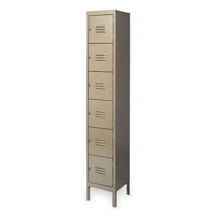 Zoro Select Box Locker, 12 in W, 18 in D, 78 in H, (1) Wide, (6) Tier, Tan 2HFK6