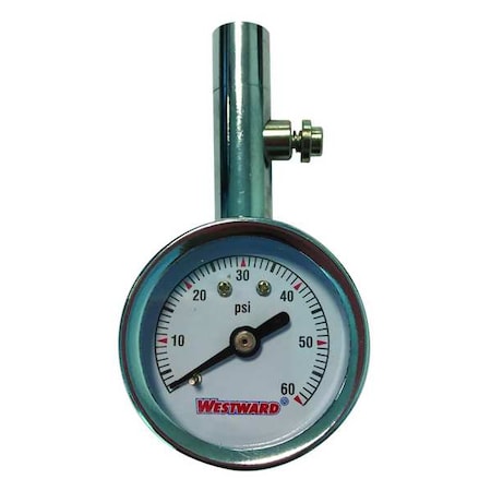 Westward Dial Tire Press Gauge, 0 to 60 psi 2HKY6A