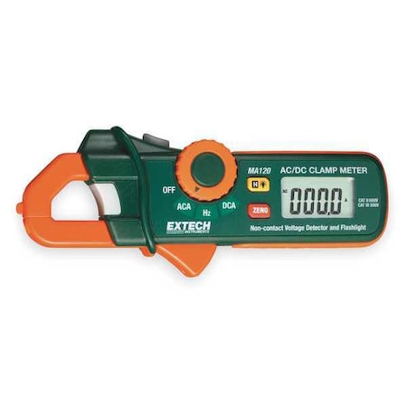 Extech Digital Clamp Meter, Backlit LCD, 200 A, 0.7 in (18 mm) Jaw Capacity MA120