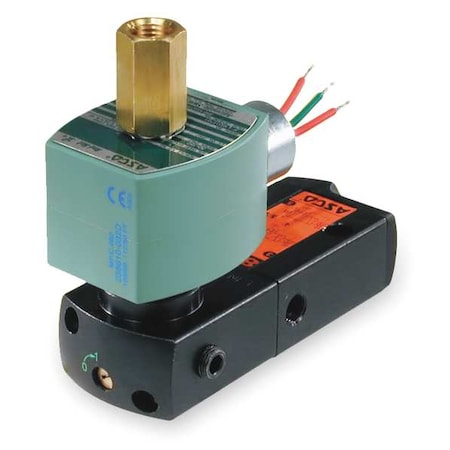 Asco Solenoid Valve, 3-Way, 2-Position, Configurable, 1/4 in Pipe Size, 24V DC, Remote Pilot, NBR, PUR EF8551A017MS