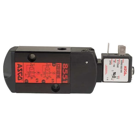 Asco Solenoid Valve, 3-Way, 2-Position, Configurable, 1/4 in Pipe Size, 120V AC, Remote Pilot, NBR, PUR SC8551A001MS