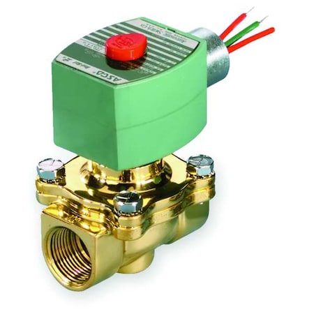 Asco Solenoid Valve, 2-Way, 2-Position, Normally Closed, 3/4 in Pipe Size, 120V AC, Compact, Brass, NBR 8030G043