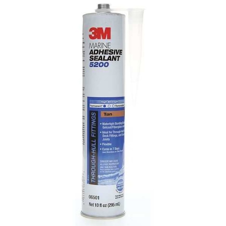 3M Polyurethane Adhesive Sealant, 10 oz, Cartridge, Tan, Polyurethane Base, 5200 5200