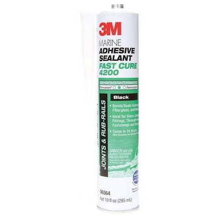 3M Polyurethane Adhesive Sealant, 10 oz, Cartridge, Black, Polyurethane Base, 4200 FC 06564