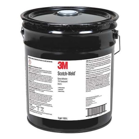 3M Tile Adhesive, Epoxy, 20 lb. Bucket, Gray, DP110 Series, Clear, Pail, 1:01 Mix Ratio DP110