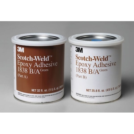 3M Epoxy Adhesive, 1838 Series, Gray, Dual-Cartridge, 6 PK, 4:05 Mix Ratio, 8 hr Functional Cure 1838