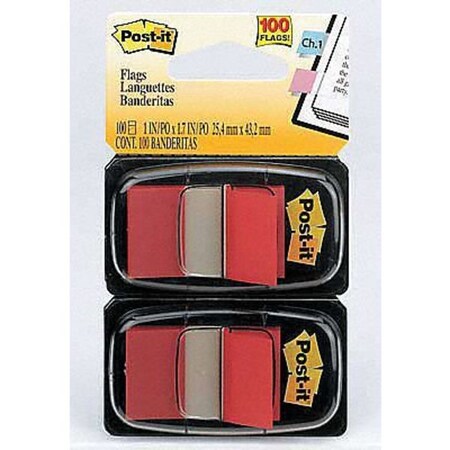 Post-It Sticky Flags, 1 x 1-3/4 In., Red, PK2 680-RD2