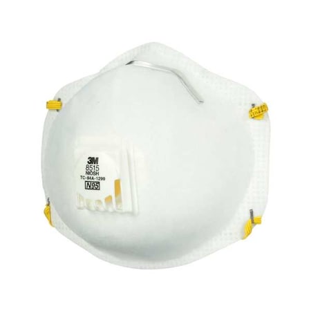 3M Disposable Respirator, N95, Molded, Dual, Non-Adjustable, Metal Nose Clip, M 8515HA1-A