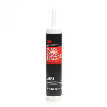3M Sealant, 10.3 oz, Cartridge, Black, Siloxanes & Silicones Base, 12 PK 08664