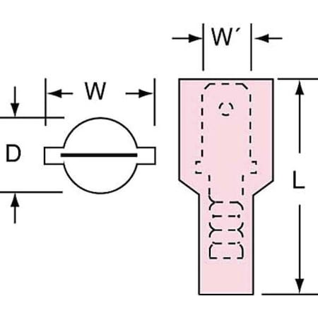 3M Male Disconnect, Red, 22-18AWG, PK1000 MNU18-187DMIK