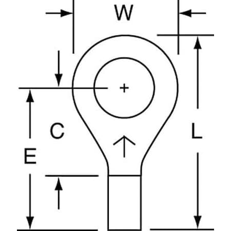 3M Ring Terminal, 1/4 in Stud Size, 14 AWG, 1,000 V, Bare Insulated, Bare, Crimp Termination Only M14-14R/SK