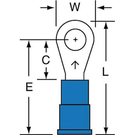 3M Ring Terminal, #8 Stud Size, 14 AWG, 600 V, Vinyl Insulated, Blue, Crimp Termination Only, 1000 PK MV14-8R/LK