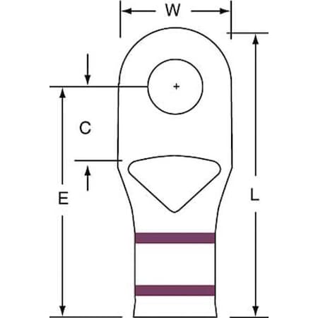 3M Compression Lug Ring Tongue, 2 AWG Max, 5/16 in Stud, Short Barrel, Copper, Brown, 100 PK MC2-516RX