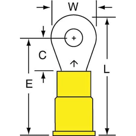 3M Ring Terminal, #6 Stud Size, 10 AWG, 600 V, Vinyl Insulated, Yellow, Crimp Termination Only, 500 PK MV10-6RK