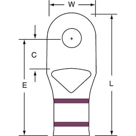 3M One-Hole Compression Lug, 2 AWG Max, 1/4 in Stud, Short Barrel, Copper, Brown, 100 PK MC2-14RX